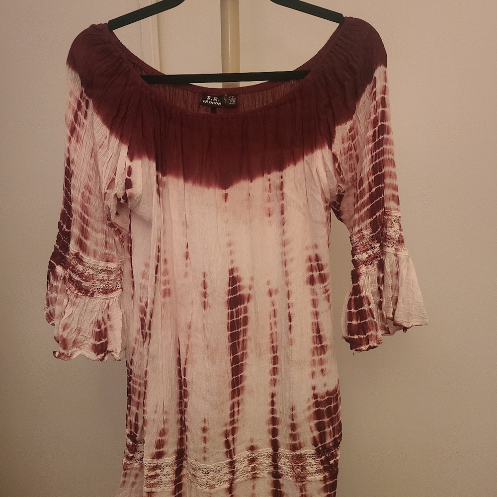 Tie dye and lace tunic